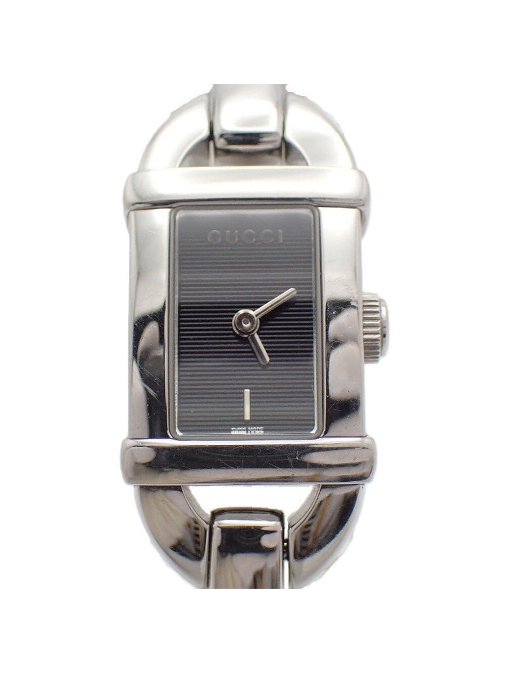 Gucci L Bangle Watch Quartz Black Dial Bamboo Strap